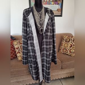 Plaid print open front coat NWOT